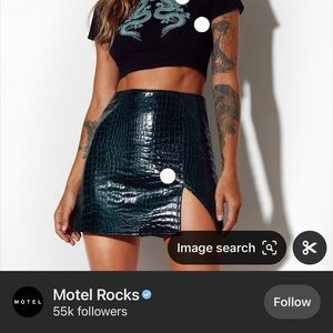 MOTEL Rocks Black Skirt, Croc - Size S